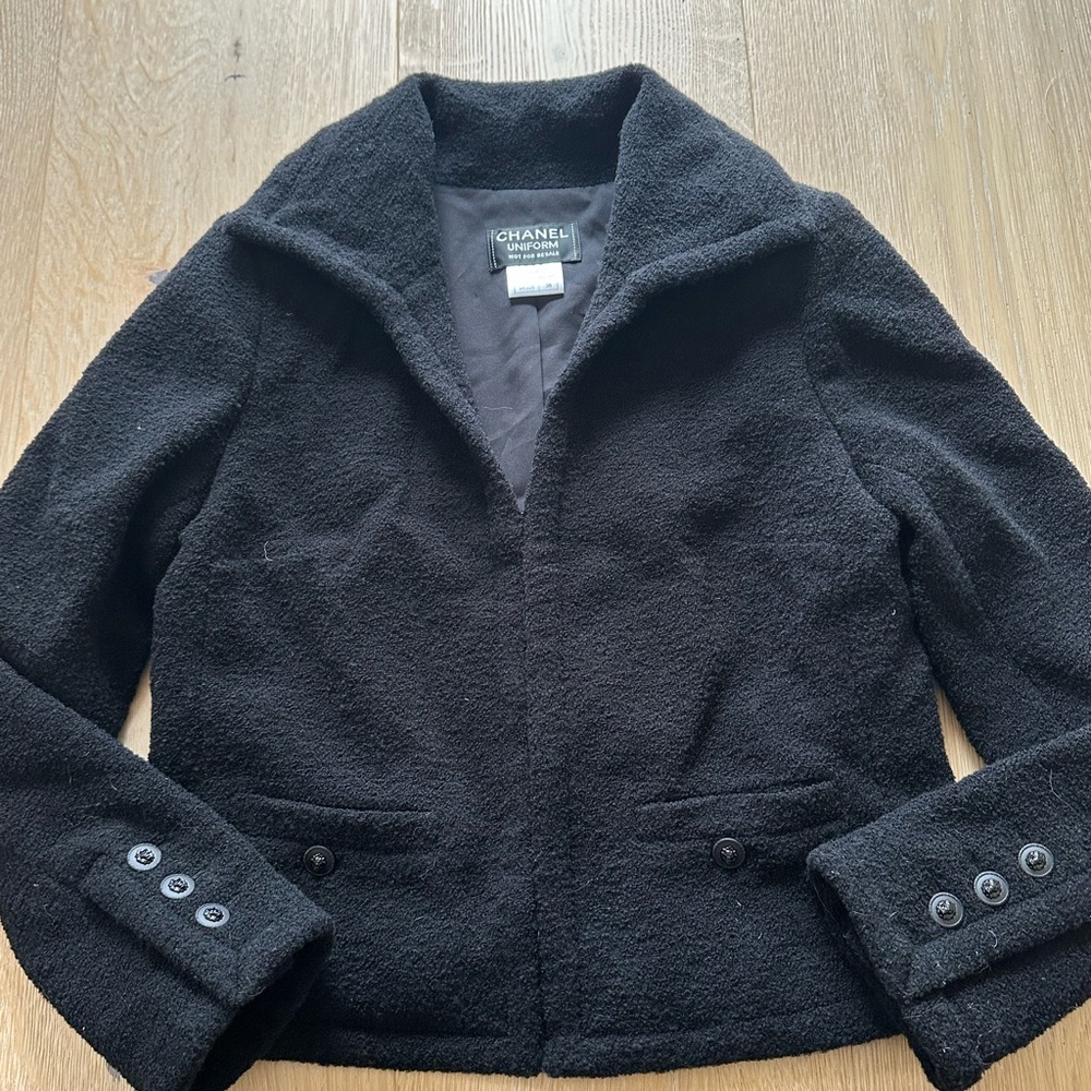 CHANEL Black Bouclé Blazer Jacket 20A